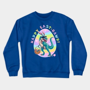 Happy East-Rawr Cute Dinosaur Bunny Ears Happy Easter Day Crewneck Sweatshirt